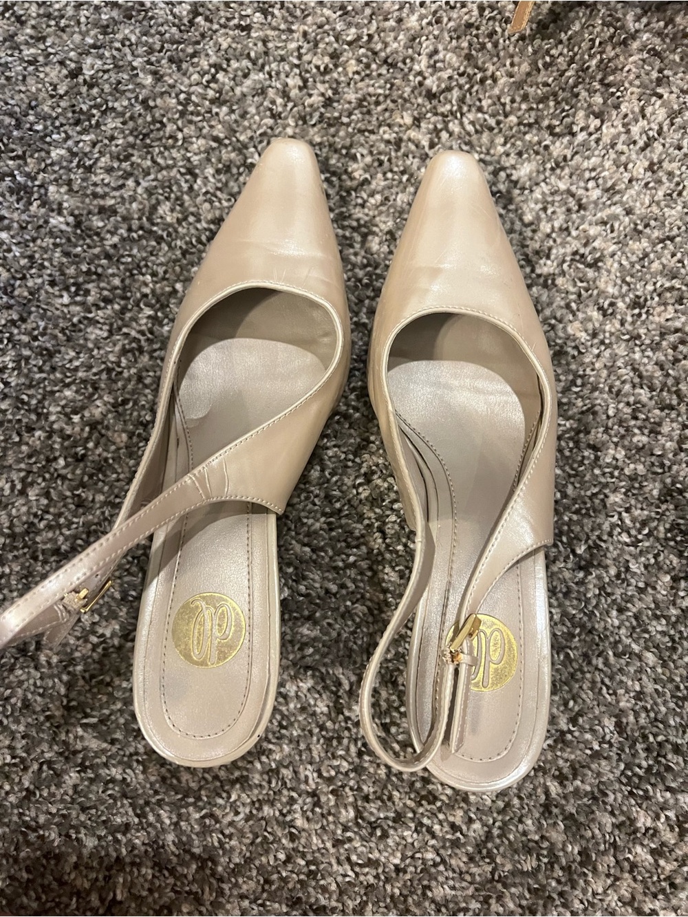 Classic Beige Pointed-Toe Slingback Pumps